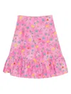 Versace Girl's Flights Floral Ruffled-hem Skirt In Pink