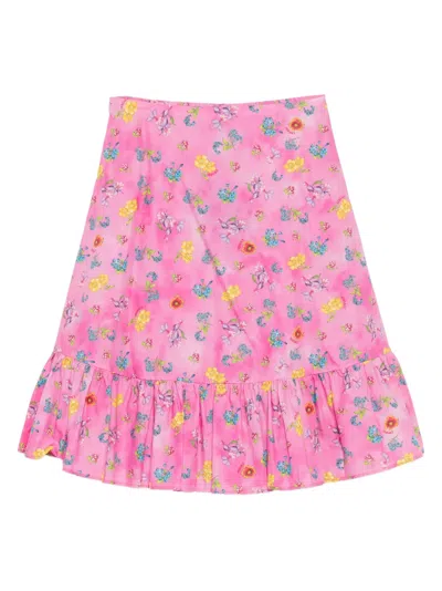 VERSACE FLORAL-PRINT POPLIN SKIRT