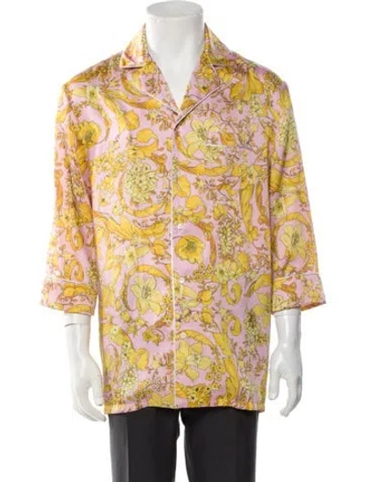 Pre-owned Versace Floral Print Robe In Pink