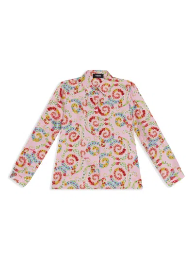Versace Kids' Floral-print Shirt In Multicolor