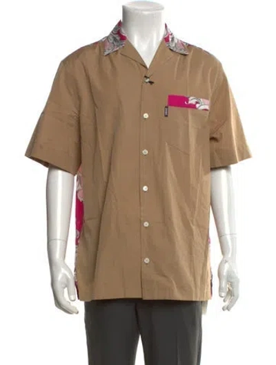 Pre-owned Versace Floral Print Short Sleeve Shirt W/ Tags In Brown