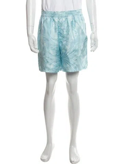 Pre-owned Versace Floral Print Shorts In Blue