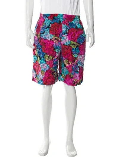 Pre-owned Versace Floral Print Shorts In Pink
