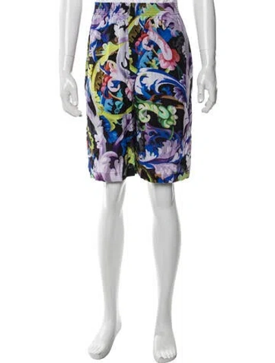 Pre-owned Versace Floral Print Shorts In Purple