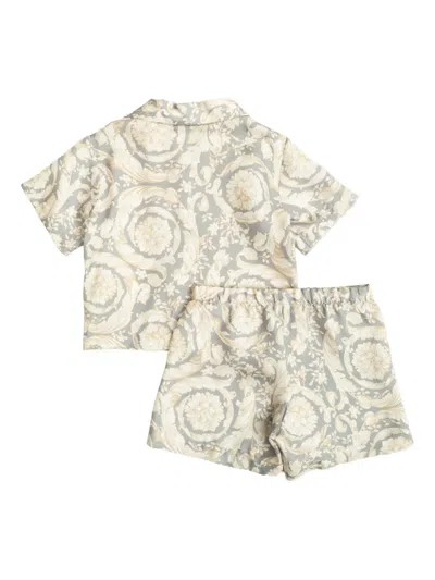 Versace Babies' Floral-print Shorts Set In White