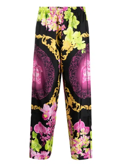 Versace Strandhose Aus Seide Mit Print In Black