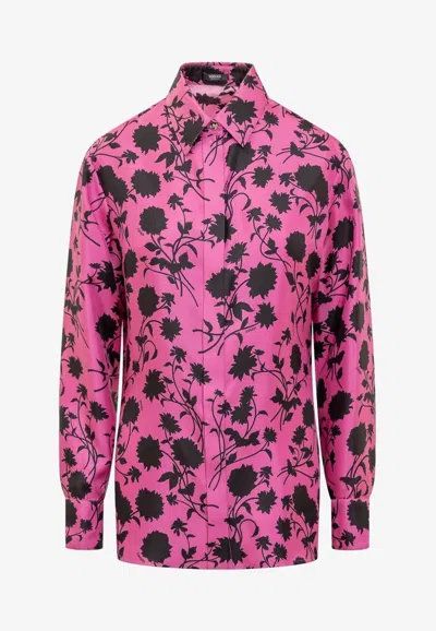 VERSACE FLORAL PRINT SILK SHIRT