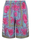 Versace Acid Bouquet Print Silk Shorts