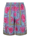 Versace Acid Bouquet Print Silk Shorts In Fantasy