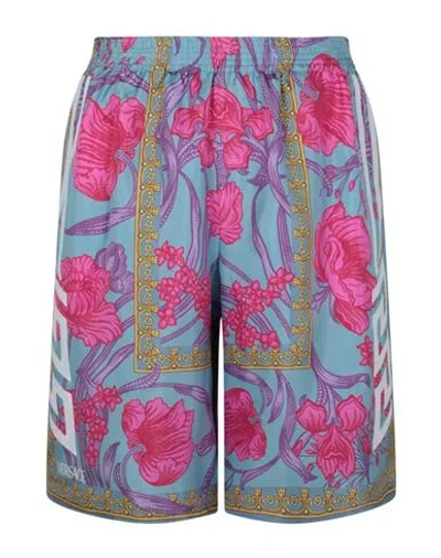 Versace Floral Print Silk Shorts Man Shorts & Bermuda Shorts Multicolored Size 36 Silk In Fantasy