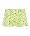 Versace Silk Twill Shorts With Strawberry Garden Print In Green