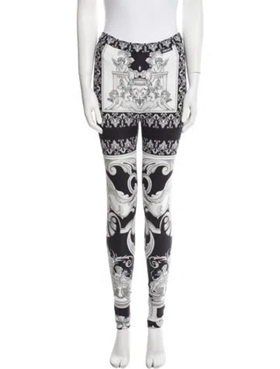 Pre-owned Versace Floral Print Skinny Leg Pants W/ Tags In Black