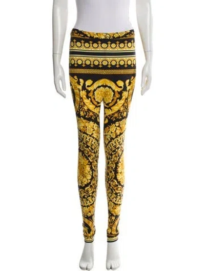 Pre-owned Versace Floral Print Skinny Leg Pants W/ Tags In Black