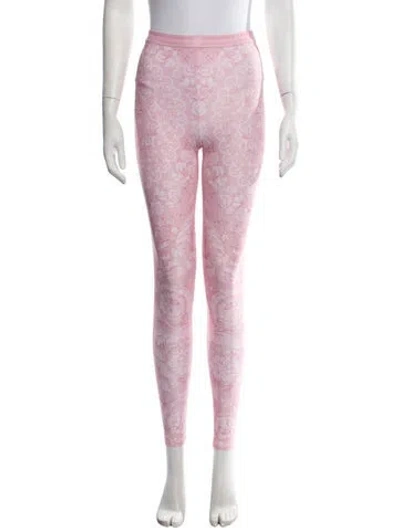 Pre-owned Versace Floral Print Skinny Leg Pants W/ Tags In Pink