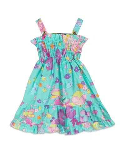 Versace Floral-print Sleeveless Dress In Multicolor