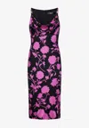 Versace Floral Print Sleeveless Midi Dress In Multicolor