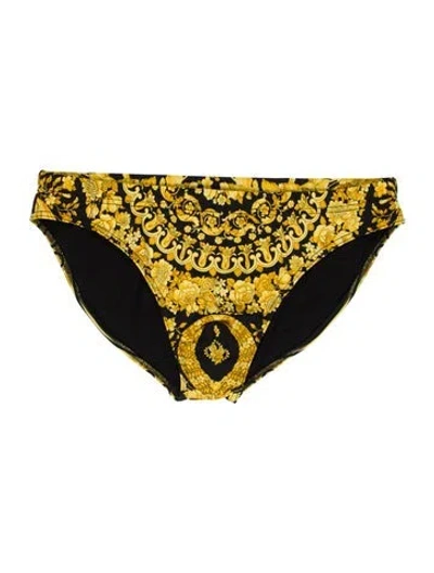 Pre-owned Versace Floral Print Swim Briefs In Black