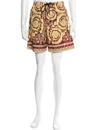 Pre-owned Versace Floral Print Swim Trunks In Gold