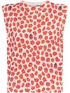 Versace Strawberry Garden Print Silk Knit Tank Top In Red