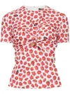 Versace Strawberry Garden Gathered Top In Rot