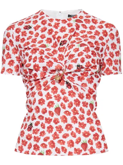 VERSACE STRAWBERRY GARDEN GATHERED TOP
