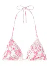 Versace Floral-print Triangle Bikini Top In Pink