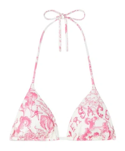 VERSACE FLORAL-PRINT TRIANGLE BIKINI TOP