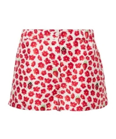 Versace Floral Printed Silk Twill Shorts In Pink