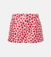Versace 'floral Ladybug Strawberry' Elastic Waistband Shorts In White