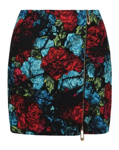 Versace Floral Printed Zip Front Mini Skirt Woman Mini Skirt Multicolored Size 10 Viscose, Polyester In Fantasy