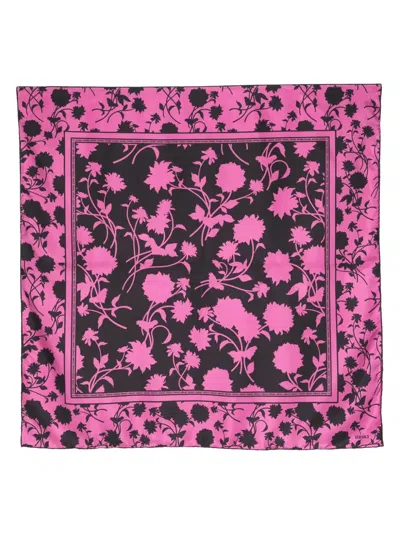 Versace Floral Modal-silk Scarf In Purple