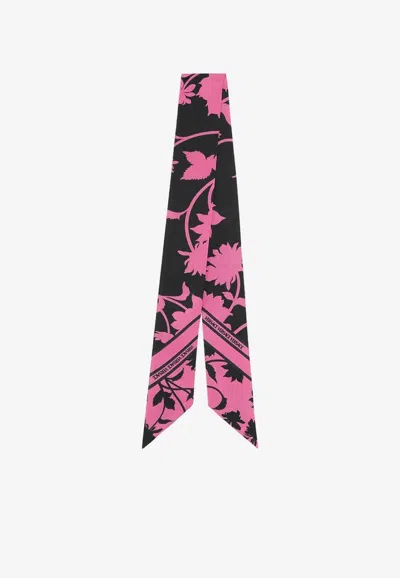 Versace Floral Silk Scarf In Fuchsia