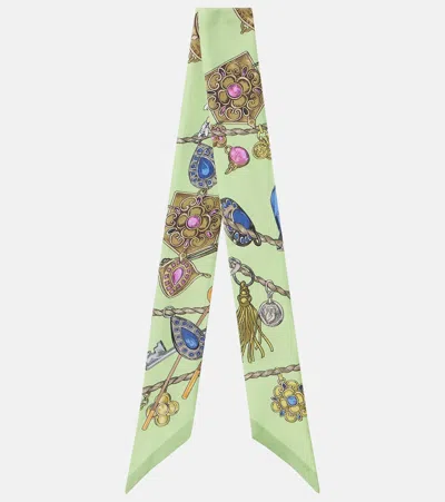 Versace Floral Silk Twill Scarf In Multi