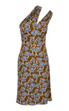 Versace One-shoulder Stretch Crepe Jersey Cocktail Dress In Brown