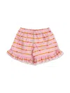 Versace Floral Stripe-print Shorts In Pink