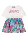 Versace Graphic-print Cotton Flared Dress In White