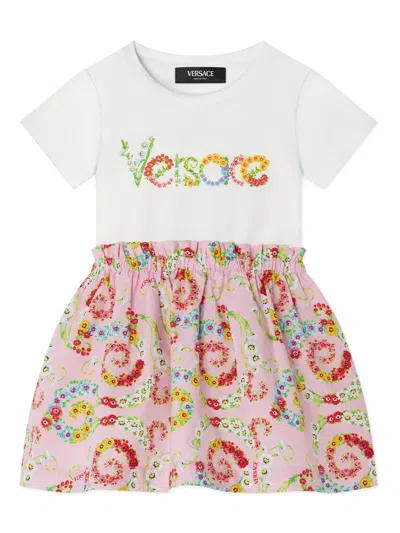 Versace Babies' Floral Swirl T-shirt Dress In White