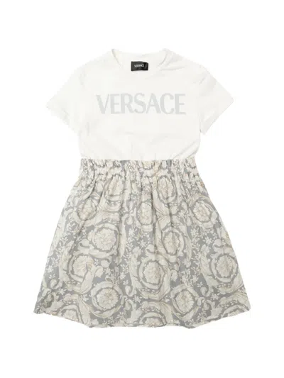 Versace Kids' Floral T-shirt Dress In White