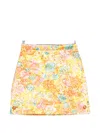 Versace Multicolor Printed Silk Duchesse Miniskirt In Yellow