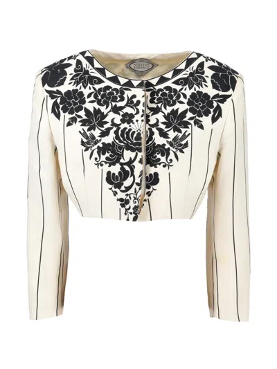 Pre-owned Versace Floral-print Suit-set In Neutral