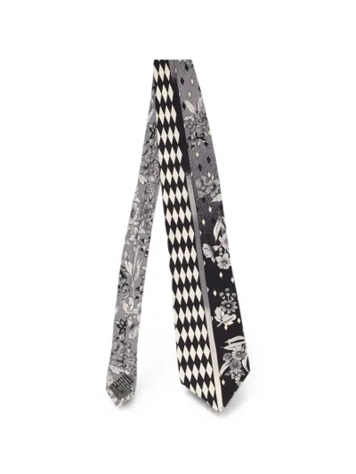 Pre-owned Versace Floral-print Tie In Black