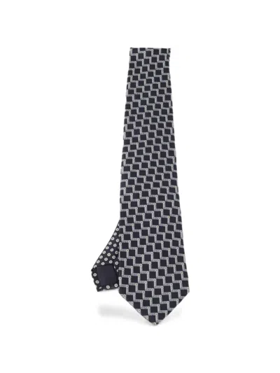 Pre-owned Versace Floral-print Tie In Black