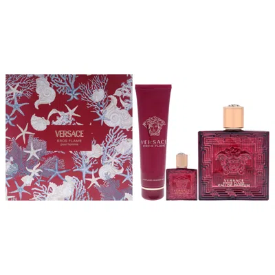 Versace For Men - 3 Pc Gift Set 3.4oz Edp Spray, 0.17oz Edp Spray (mini), 5oz Bath And Shower Gel In Red
