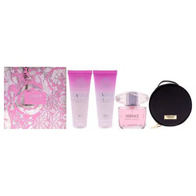 Versace For Women - 4 Pc Gift Set 3oz Edt Spray, 3.4oz Body Lotion, 3.4oz Shower Gel, Round Make Up Case In Transparent