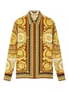 Versace Barocco Silk Shirt In Gold