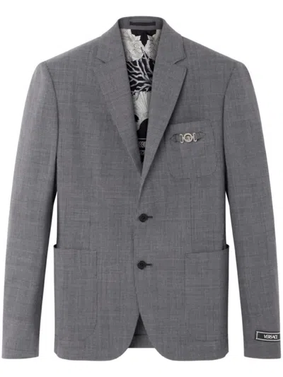 Versace Formal Jacket Micro Pattern Wool Fabric
