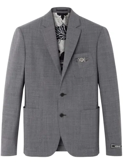 VERSACE FORMAL JACKET MICRO PATTERN WOOL FABRIC