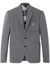 Versace Formal Jacket Micro Pattern Wool Fabric In Grey