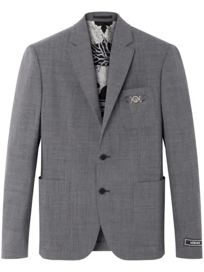VERSACE VERSACE FORMAL JACKET MICRO PATTERN WOOL FABRIC