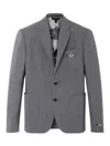 Versace Formal Jacket Micro Pattern Wool Fabric In Grey